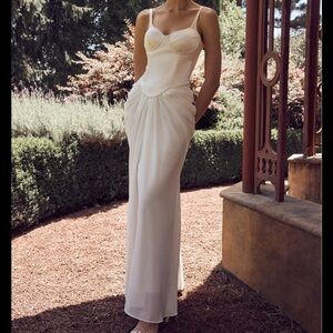 MESHKI Leila Satin Corset Maxi Dress XXL sexy wedding Bridal off White SEE